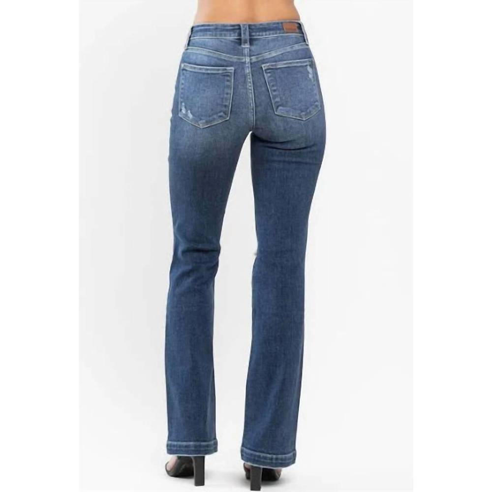 NEW JUDY BLUE hand sand & destroy bootcut jean in medium wash - Picture 3 of 4